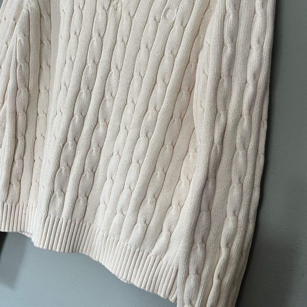 Chaps by Ralph Lauren V-Neck Cable Knit Sweater in Cream - Picture 2 of 6